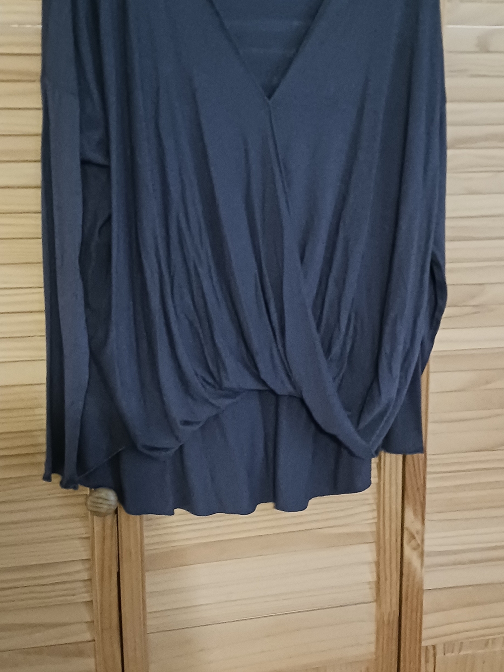 Double Zero Grey Draped Surplice Long Sleeve Tunic
